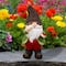 15.75" Green & Red Gnome with Ladybug Outdoor Garden Statue